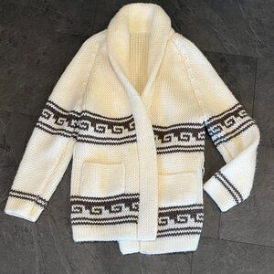 Cozy Cream and Brown Knit Cardigan